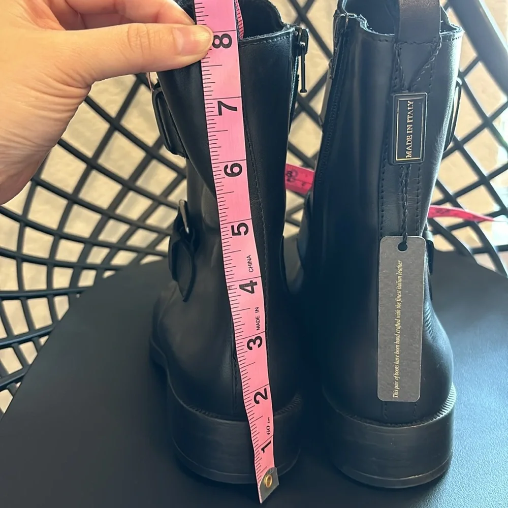 Emanuele Crasto Leather Boots Made in Italy in Black Sz 38 - Picture 9 of 15